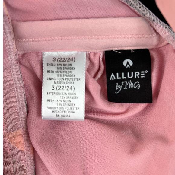 Allure One Piece Swimsuit Swimwear Size 22/24 Multi Color Palm Leaf Side Ring - Picture 5 of 6